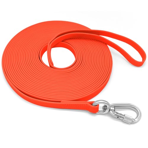 ZALER Lange Hundeleine, wasserdicht, Trainingsleine, 15,2 m, 9,1 m, 6,1 m, 4,6 m, 3 m, 1,8 m, geruchsdicht, lange Leine mit Luftfahrt-Aluminium-Karabinerhaken für kleine, mittelgroße und große Hunde von ZALER