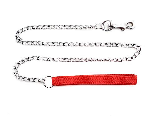 Hundeleine, Metall, Griff gefüttert, Kunstleder, Glieder 3 mm, 110 cm, Rot Hundeleine, Metall, Griff gefüttert, Kunstleder, Glieder 3 mm, 110 cm, Rot von ZAMIBO