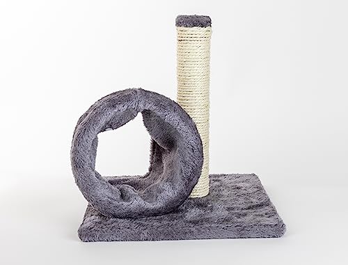 Kratzbaum, Sisalturm und Tunnel mit Plüschbezug, 28 x 28 x 31 cm, Grau Kratzbaum, Sisalturm und Tunnel mit Plüschbezug, 28 x 28 x 31 cm, Grau von ZAMIBO
