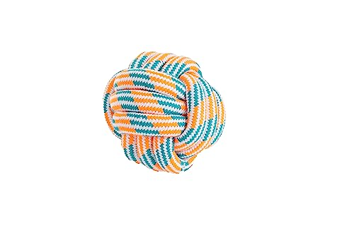 ZAMIBO Hundespielzeug, Ball, Baumwolle, Durchmesser 11 cm, Grün, Orange, Weiß von ZAMIBO