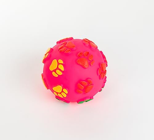 ZAMIBO Hundespielzeug, Ball, Vinyl, Durchmesser 12 cm, Rosa, Bunte Pfoten von ZAMIBO