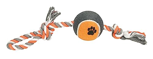 ZAMIBO Seil aus Baumwolle, Griff 52 cm, Tennisball XL 10 cm, Weiß, Grau, Orange von ZAMIBO