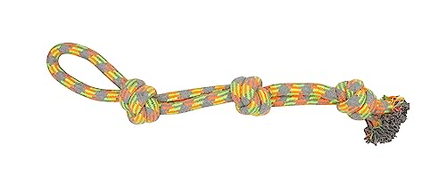 ZAMIBO Seil mit dreifachen Knoten, Griff, Baumwolle, 62 cm, Grau, Gelb und Orange von ZAMIBO