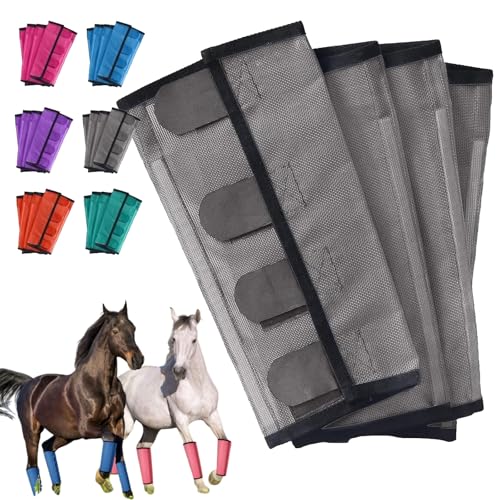 Breathable Mesh Horse Flyproof Leggings, Shoofly Leggings for Horses for Preventing Flies and Mosquitoes Bites, Mesh Horse Fly Boots Set of 4 for Hoof Damage & Leg Fatigue (Gray) von ZANWANXIN
