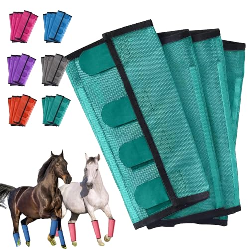 Breathable Mesh Horse Flyproof Leggings, Shoofly Leggings for Horses for Preventing Flies and Mosquitoes Bites, Mesh Horse Fly Boots Set of 4 for Hoof Damage & Leg Fatigue (Green) von ZANWANXIN