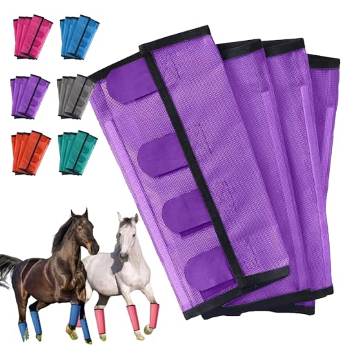 Breathable Mesh Horse Flyproof Leggings, Shoofly Leggings for Horses for Preventing Flies and Mosquitoes Bites, Mesh Horse Fly Boots Set of 4 for Hoof Damage & Leg Fatigue (Purple) von ZANWANXIN