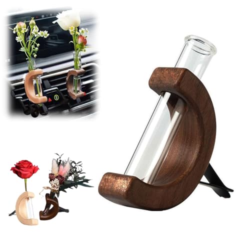 Car Propagation Vase Vent Clip, Car Vent Plant Holder, Car Flower Vase Clip Holder Glass Tube for Fresh Plants Auto Air Vent (Brown) von ZANWANXIN