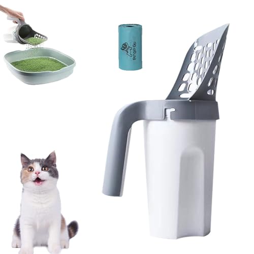 ZANWANXIN Integrated Cat Litter Scooper, Cat Litter Scooper with Holder, 2 in 1 Pooper Scooper for Cat, Portable Cat Litter Scoop with Bags No Touch Large Capacity Portables (with 1pc Trash Bag) von ZANWANXIN