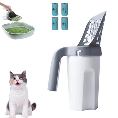 ZANWANXIN Integrated Cat Litter Scooper, Cat Litter Scooper with Holder, 2 in 1 Pooper Scooper for Cat, Portable Cat Litter Scoop with Bags No Touch Large Capacity Portables (with 4pc Trash Bag) von ZANWANXIN