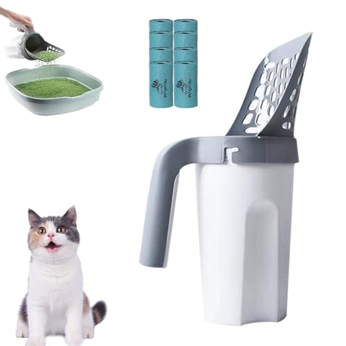 ZANWANXIN Integrated Cat Litter Scooper, Cat Litter Scooper with Holder, 2 in 1 Pooper Scooper for Cat, Portable Cat Litter Scoop with Bags No Touch Large Capacity Portables (with 8pc Trash Bag) von ZANWANXIN