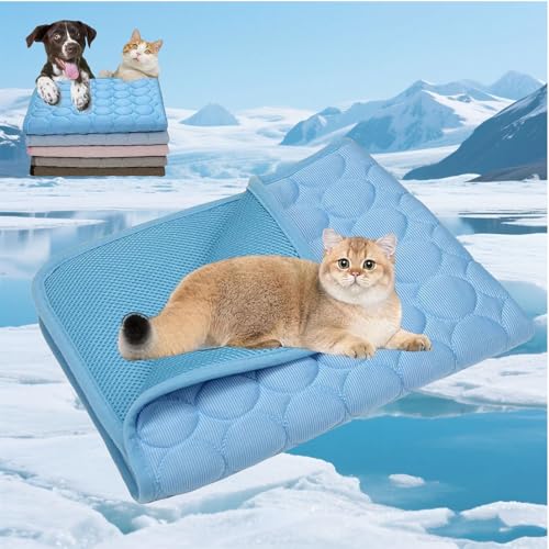ZANWANXIN Kittra Cooling Mat for Cats, Pet Cooling Mat for Cats, 3 Layer System Instant Cool, Washable Pet Cooling Mat for Indoor Outdoor Pets with Non-Slip Bottom for Indoor Outdoor (Blue, XXL) von ZANWANXIN