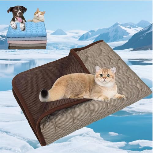 ZANWANXIN Kittra Cooling Mat for Cats, Pet Cooling Mat for Cats, 3 Layer System Instant Cool, Washable Pet Cooling Mat for Indoor Outdoor Pets with Non-Slip Bottom for Indoor Outdoor (Coffee, XL) von ZANWANXIN