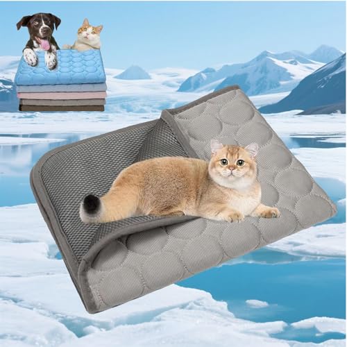 ZANWANXIN Kittra Cooling Mat for Cats, Pet Cooling Mat for Cats, 3 Layer System Instant Cool, Washable Pet Cooling Mat for Indoor Outdoor Pets with Non-Slip Bottom for Indoor Outdoor (Gray, L) von ZANWANXIN