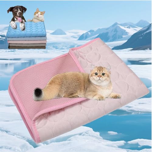 ZANWANXIN Kittra Cooling Mat for Cats, Pet Cooling Mat for Cats, 3 Layer System Instant Cool, Washable Pet Cooling Mat for Indoor Outdoor Pets with Non-Slip Bottom for Indoor Outdoor (Pink, L) von ZANWANXIN