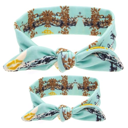 2 Pack Hund Stirnband & Damen Stirnband, Dehnbare Schleife Kopfbedeckung, Hundeohrabdeckung Weihnachtskostüm für alle Arten Hund Katzen Türkis Blau von ZAOWU