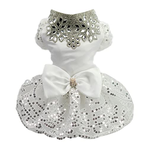 Bling Hundekleid Weiße Hochzeitskleid Party Cosplay Kostüm Handgefertigter Rock Katzen Prinzessinkleid L von ZAOWU