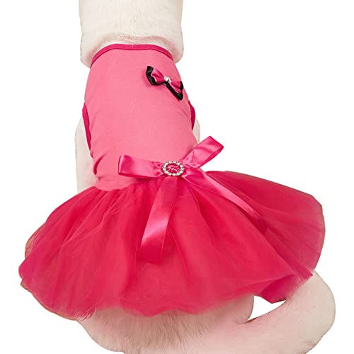 Hunde Kleider Besticktes Hochzeitskleid Tutu Kleid Prinzessinenkleid Katzen Kleidung Hunderock Rote Schleife M von ZAOWU