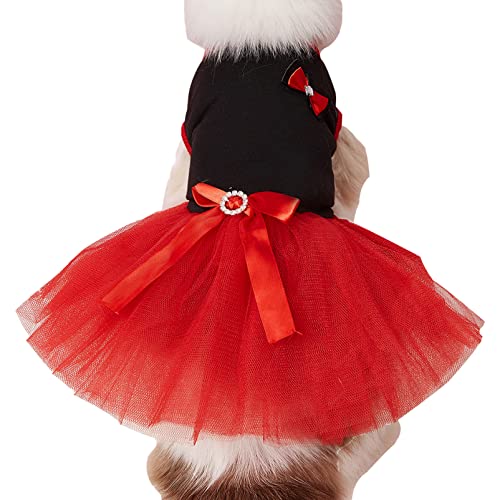 Hunde Kleider Besticktes Hochzeitskleid Tutu Kleid Prinzessinenkleid Katzen Kleidung Hunderock Schwarz Rot M von ZAOWU