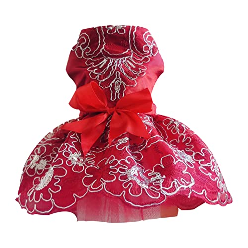 Hunde Kleider Besticktes Hochzeitskleid Tutu Kleid Prinzessinenkleid Katzen Kleidung Hunderock Weinrot XL von ZAOWU