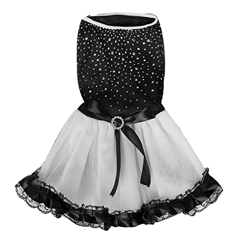 Hunde Schwarz Weiß Bling Kleid Hochzeit Kleider Für Katzen Prinzessin Rock Welpen Cosplay Kostüm XL von ZAOWU