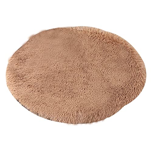 Hundebett Bettmatte für Hunde Weiches Plüsch Hundebett Waschbare Katzenbettmatte Weiche Warme Decke Hell Kaffee Durchmesser 40cm von ZAOWU