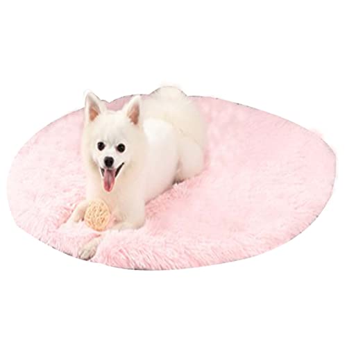 Hundebett Bettmatte für Hunde Weiches Plüsch Hundebett Waschbare Katzenbettmatte Weiche Warme Decke Hell Pink Durchmesser 100cm von ZAOWU