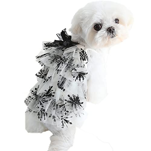 Hundekleid Schwarz und Weiß Sommerkleid Melaleuca Rock Haustier Tutu Kleid Katze Niedlich Prinzessin Kleid XS von ZAOWU