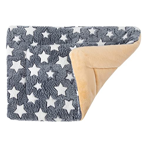 ZAOWU Hund Plüschmatte Verdicken Decke Katze warme Bettmatte Haustier Winterdecke Fuzzy Mat Blau Stern 14"x8" von ZAOWU