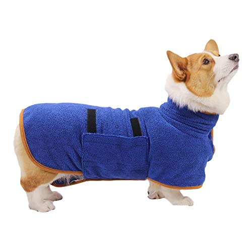 ZAOWU Hundebademantel aus Mikrofaser Badezubehör Badetuch Schnelltrockend Robe Für Hunde Badetuch Super Absorbent Pet Coat Blau M von ZAOWU