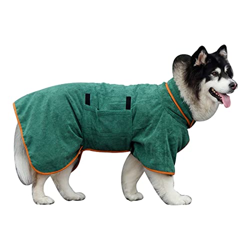 ZAOWU Hundebademantel aus Mikrofaser Badezubehör Badetuch Schnelltrockend Robe Für Hunde Badetuch Super Absorbent Pet Coat Grün L von ZAOWU
