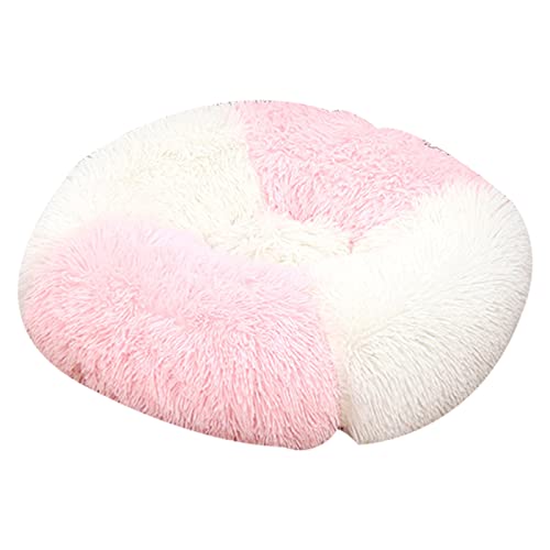 ZAOWU Rundes Plüsch Haustierbett für Hunde Katze weiche Bettmatte Farbblock Winter Hunde Bettmatte Rosa Durchmesser 50cm von ZAOWU