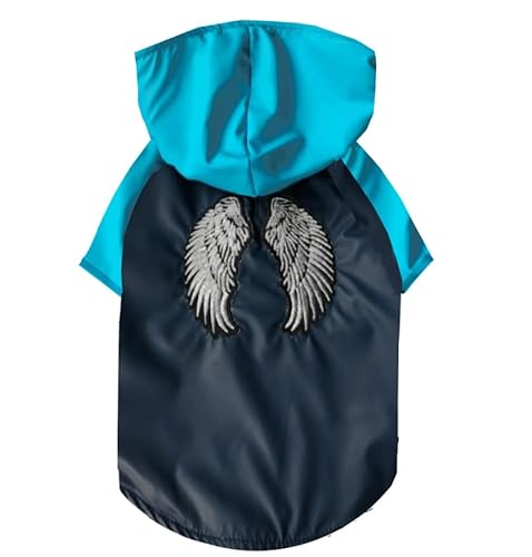 Alphadog Design Wings Regenmantel für Hunde mit Kapuze und Kragen Loch und sicheren Reflektorstreifen, Ultra-Light Atmungsaktiv, 100% wasserdichte Jacke für (3, Blau) von ZAP