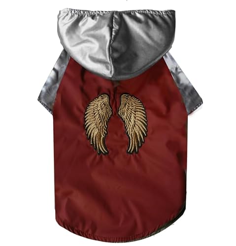 Alphadog Design Wings Regenmantel für Hunde mit Kapuze und Kragen Loch und sicheren Reflektorstreifen, Ultra-Light Atmungsaktiv, 100% wasserdichte Jacke für (3, weinrot) von ZAP