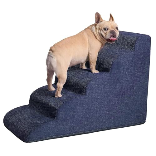 5-stufige Haustiertreppe, rutschfeste, Ausgewogene, Gebogene Haustiertreppe für Hohe Betten, Kletternde Hundetreppe für die Couch (ZASCHMOYz3vdmx2owr-2K) von ZASCHMOY