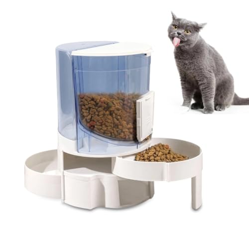 Automatischer Futternapf und Trinknapf für Katzen, automatische Futterspender für Katzen, doppellagig, trocken, nass, getrennte drehbare Lagerung, von ZASCHMOY