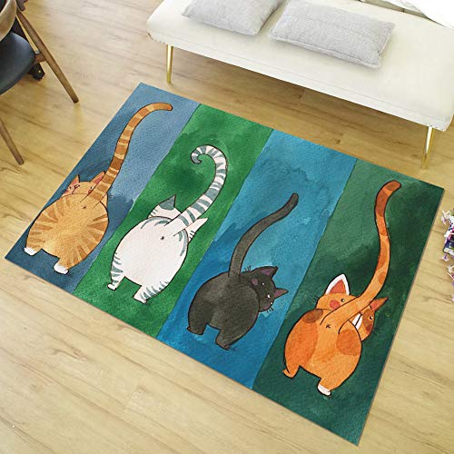 ZASCHMOY Katzenmuster Nicht-Rutsch-Begrüßungs-Türmat Teppichmatte für Inneneingang Im Freien mit Naturkautschuk und Premium-Polyester (40 * 60cm) von ZASCHMOY