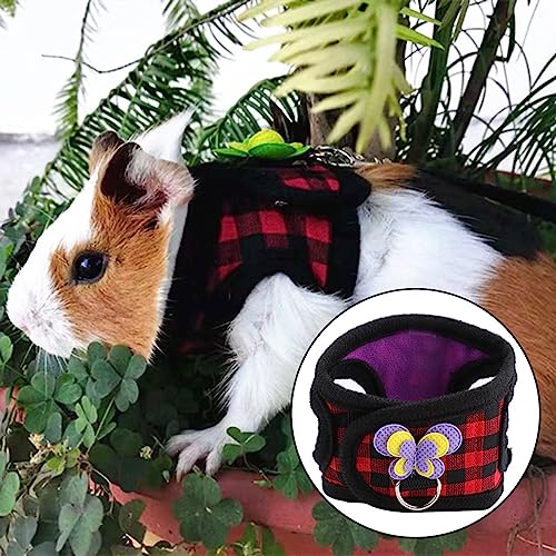 ZASCHMOY Mode Chinchilla Walking Gurt Weste mit Leine für Kleine Tiere Eichhörnchen Hamster Rotes Gitter Lila Liebe Weiches Atmungsaktives Material (M) von ZASCHMOY