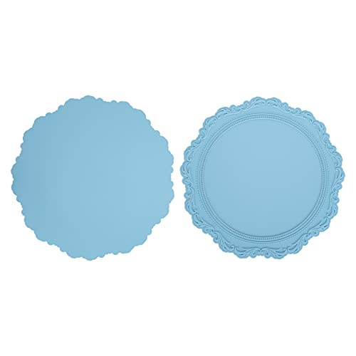 ZASCHMOY Nordischer Silikon -Placemat -geprägter Isolierkissen, Verdickte Runde Tischmatte für Heimküche, Hellblau, und Wasserfest (hellblau) von ZASCHMOY