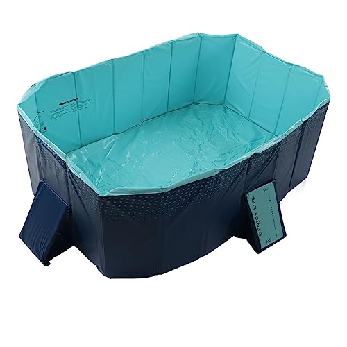 ZASCHMOY Übergroßer Faltbarer Schwimmbad für und Haustiere - 1,6 M/5,25 Fuß Nicht -unflatabler Badetool, Langlebige PVC Konstruktion für Garten und Spaß Im Freien (1,6 m/63 Zoll) von ZASCHMOY
