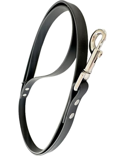 Allrounder – Schwarze BioThane® Hundeleine 1,29m lang, 16mm breit, 95 Gramm leicht | Pflegeleicht, Robust & mit praktischem Schlüsselring | Karabiner Bruchlast 166kg von ZAVVIT
