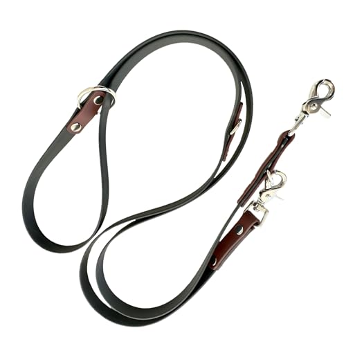 Original Biothane® Hundeleine 2m - Verstellbar, Wasserfest & Robust, mittel-große und kleine Hunde, Scherenkarabiner Bruchlast 160 kg (Schwarz/Braun/Silber) von ZAVVIT