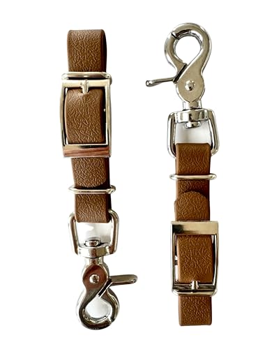ZAVVIT 2er Set Steigbügelhalter, Halter für Reitplaketten, Gerte, wasserfestes, reißfestes Gurtband, Scherenkarabiner und Schnallenverschluss, (Sonderfarbe: Nougat) von ZAVVIT