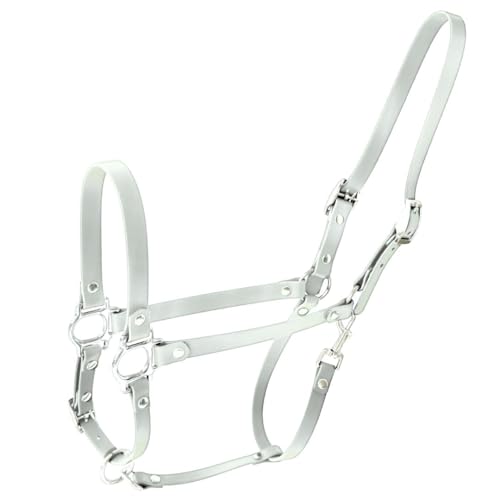 ZAVVIT BioThane Pferdehalfter – leicht, hygienisch & pflegeleicht für Stall & Weide. Verchromte Beschläge – 4 Farben, für Pony, Cob, Full (Weiß, Cob) von ZAVVIT