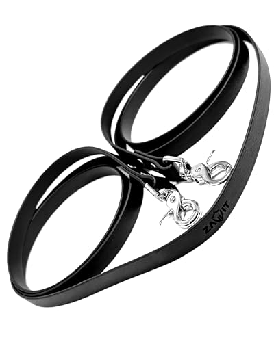 ZAVVIT BioThane Zügel -Geschlossene Zügel mit Scherenkarabiner. 19mm breit, 2,98m lang, braun oder schwarz (Schwarz, 19mm breit) von ZAVVIT