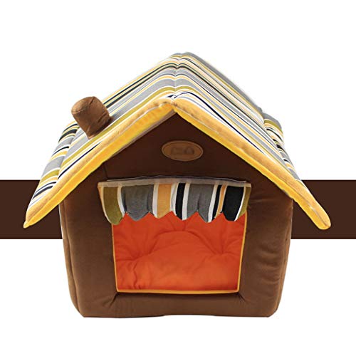 ZAW Hundebett, stilvoll, tragbar, für den Innenbereich, weich, warm und bequem, für Katzen und Hunde, niedliches Zimmer, Reisen, praktisches Haustierhaus, Haustierbett (Farbe: Braun, Größe: L) von ZAW