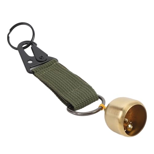 ZAWELIYO Messingbär Bell Outdoor Safety Bell Camping Wind mit Eingedicktem Riemen und Robuster Schnapphaken für -Wanderhälfte (Grün) von ZAWELIYO