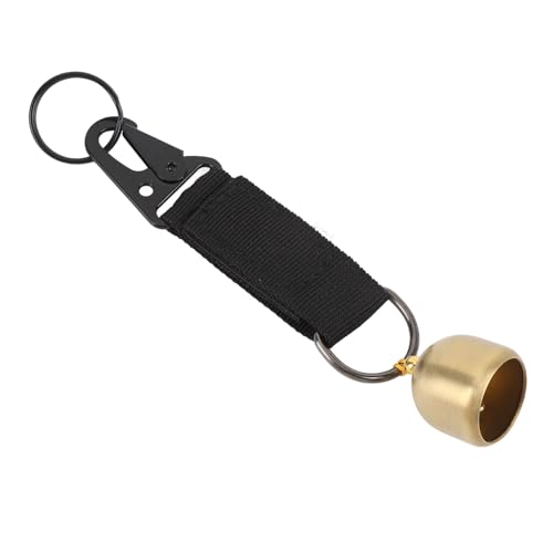 ZAWELIYO Messingbär Bell Outdoor Safety Bell Camping Wind mit Eingedicktem Riemen und Robuster Schnapphaken für -Wanderhälfte (Schwarz) von ZAWELIYO