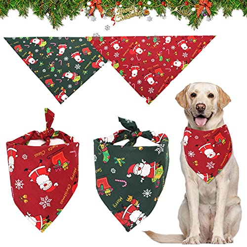 Bandanas für Weihnachten, für Hunde, 2 Stück, Schal für Haustiere, kariert, Weihnachtsmann, Dreieck, Lätzchen für Hunde, Schal, Tiere, Kostüme, Fliegen, für kleine mittelgroße Hunde, Katzen von ZAWTR