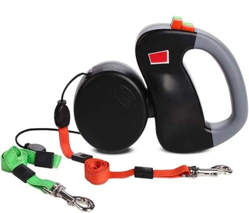 Dual Doggie Haustierleine, einziehbare Hundeleine, automatisch einziehbare 3 m Lange Hundeleine, geeignet für kleine und mittelgroße Hunde, Wandern, Joggen Dual Doggie Haustierleine, einziehbare Hundeleine, automatisch einziehbare 3 m Lange Hundeleine, geeignet für kleine und mittelgroße Hunde, Wandern, Joggen von ZAXER