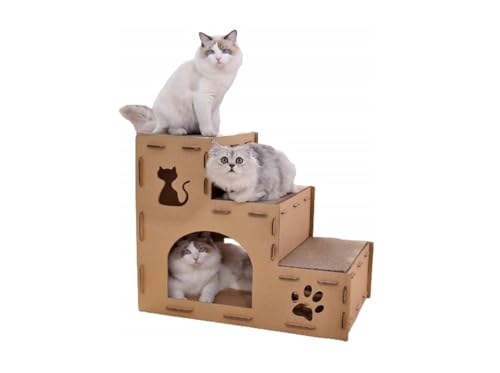 ZAXER - Papp-Katzenhaus - Zweistöckige Katzenhöhle aus Pappe - Stecksystem - Leichtes Design - Kombination aus Kratzbaum, Bett und Spielbereich in einem - 63cm x 40cm x 53cm ZAXER - Papp-Katzenhaus - Zweistöckige Katzenhöhle aus Pappe - Stecksystem - Leichtes Design - Kombination aus Kratzbaum, Bett und Spielbereich in einem - 63cm x 40cm x 53cm von ZAXER